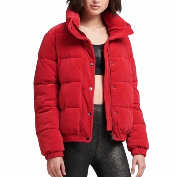 dkny red puffer coat